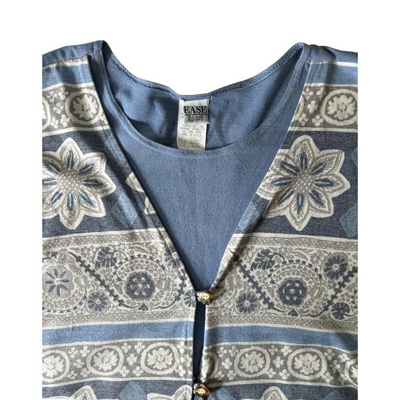 Ease Sport Size Medium Y2K Southwestern T Shirt Turtle Shell‎ Buttons USA - Picture 4 of 6